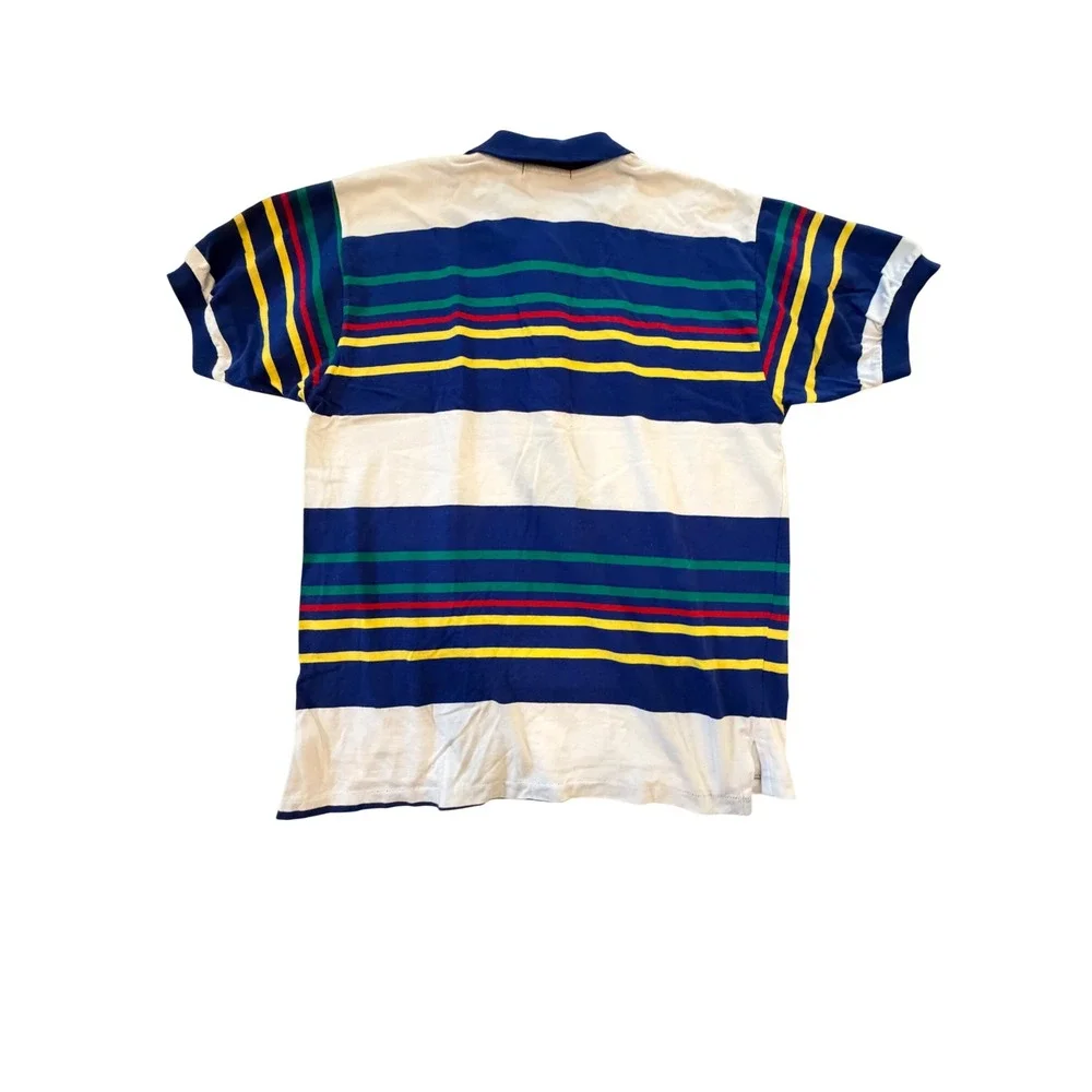 Polo Ralph Lauren Mens Multi Color Striped Short Sleeve Polo Shirt Blue White L